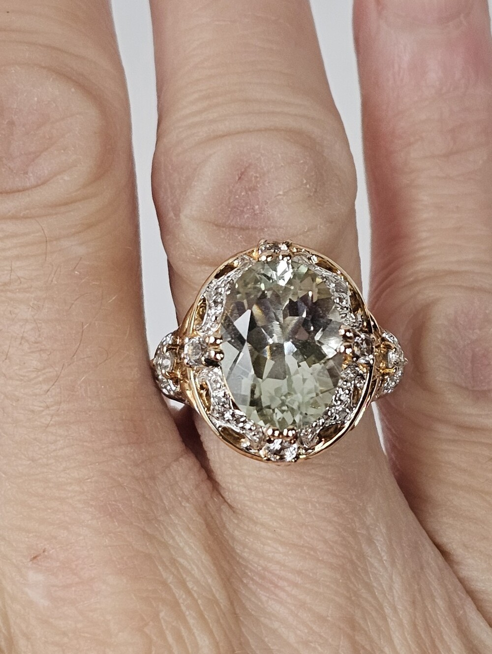 Victoria Wieck Prasiolite & White Topaz Ring 14k Gold & Sterling Silver Sz 7! - Picture 11 of 11